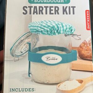 Kikkerland Teal Sourdough Starter Kit Jar with Check Cap